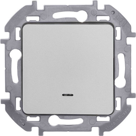 Legrand/Daccord INSPIRIA Алюминий Выключатель одноклавишный с подсветкой/индикацией 10 AX - 250 В