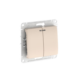 Systeme Electric Glossa Бежевый Выключатель 2-клавишный с подсветкой, сх.5а, 10АХ, мех., быстрозажим. клем.