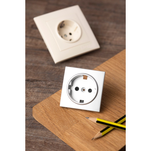 EKF PROxima Валенсия лицевая панель розетки 1-местной с/з 16А сталь с защ. штор.