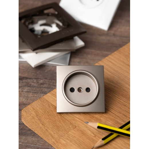 EKF PROxima Валенсия лицевая панель розетки 1-местной б/з 10 А кашемир с защ. штор.