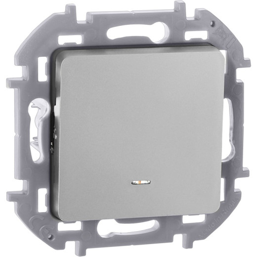 Legrand/Daccord INSPIRIA Алюминий Переключатель одноклавишный с подсветкой/индикацией 10 AX - 250 В