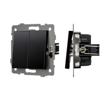 Arlight Механизм выключателя двухклавишный проходной SWT-MKP2-PL-BK-V (250V, 10A) (-)