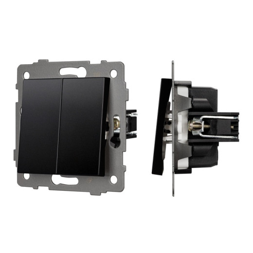 Arlight Механизм выключателя двухклавишный проходной SWT-MKP2-PL-BK-V (250V, 10A) (-)