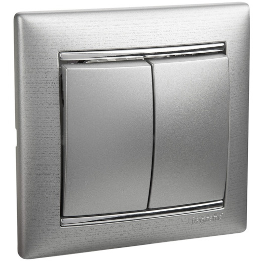 Legrand Valena Алюминий Выключатель 2-х клавишный