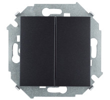 Simon 15 Графит Выключатель 2-клавишнный проходной (переключатель), 16А, 250В, винт. зажим