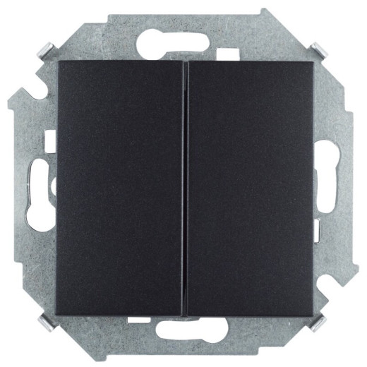 Simon 15 Графит Выключатель 2-клавишнный проходной (переключатель), 16А, 250В, винт. зажим