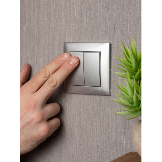 EKF PROxima Валенсия лицевая панель выключателя 2-кл. проходного 10А сталь