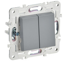 IEK SKANDY Серый Выключатель 2-клавишный 10А SK-V04Gr