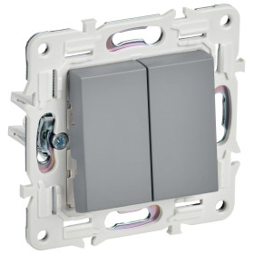IEK SKANDY Серый Выключатель 2-клавишный 10А SK-V04Gr