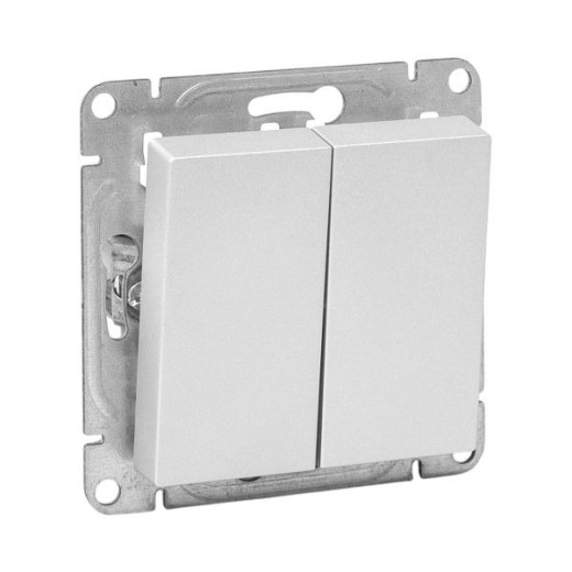 EKF Эпика Механизм выключателя, двухклавишный, проходной, алюминий