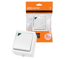 TDM Выключатель 1-кл. с подсветкой открытой установки IP54 10А белый 