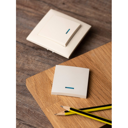 EKF PROxima Валенсия лицевая панель выключателя 1-кл. с индикатором 10А жемчуг