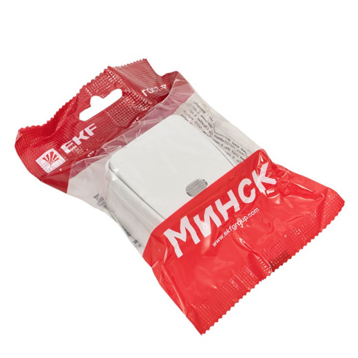 EKF Basic Минск Белый Выключатель 1-кл с индикатором, 10А, ОП