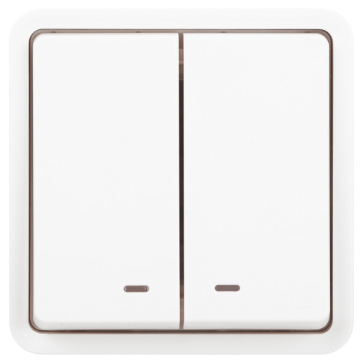 Выключатель ЭРА Эксперт 11-1525-01 двойной с подсветкой IP55 10АХ-250В СУ белый