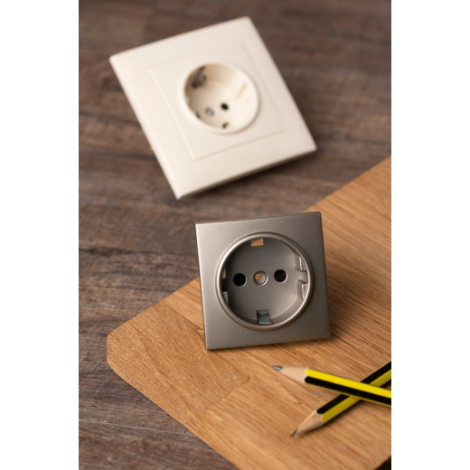 EKF PROxima Валенсия лицевая панель розетки 1-местной с/з 16А кашемир с защ. штор.