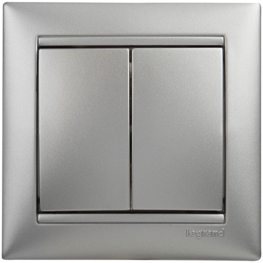 Legrand Valena Алюминий Выключатель 2-х клавишный