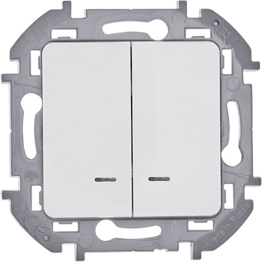 Legrand/Daccord INSPIRIA Белый Выключатель двухклавишный с подсветкой/индикацией 10 AX - 250 В
