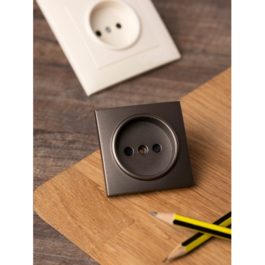 EKF PROxima Валенсия лицевая панель розетки 1-местной б/з 10 А графит с защ. штор.