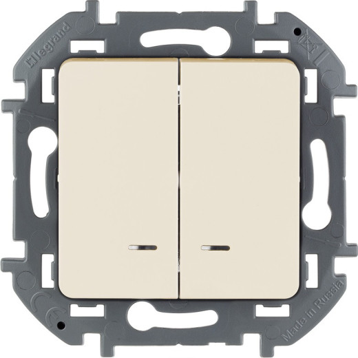 Legrand/Daccord INSPIRIA Слоновая кость Выключатель двухклавишный с подсветкой/индикацией 10 AX - 250 В