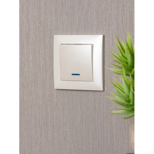 EKF PROxima Валенсия лицевая панель выключателя 1-кл. с индикатором 10А жемчуг