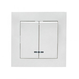 EKF PROxima Валенсия выключатель 2-кл. 10А белый с индикатором