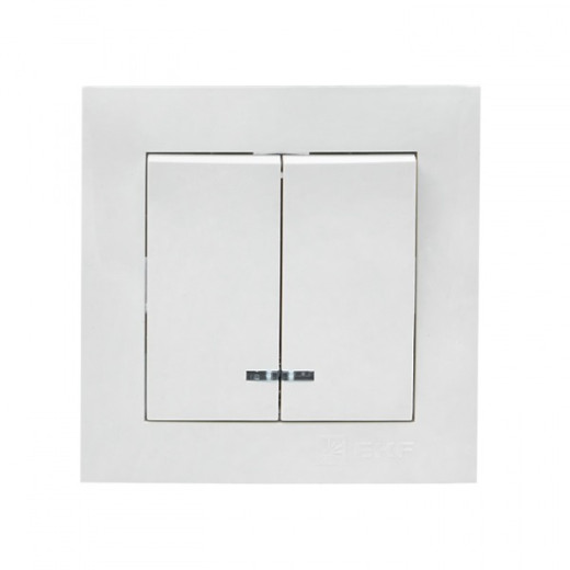 EKF PROxima Валенсия выключатель 2-кл. 10А белый с индикатором