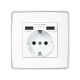 Simon 82 Накладка для розетки Schuko с зарядным устройством 2хUSB белого цвета