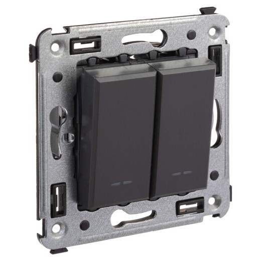 DKC Avanti Выключатель двухклавишный в стену, 