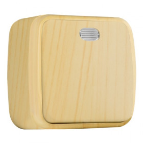 EKF Basic Минск Светлое дерево Выключатель 1-кл с индикатором, 10А, ОП