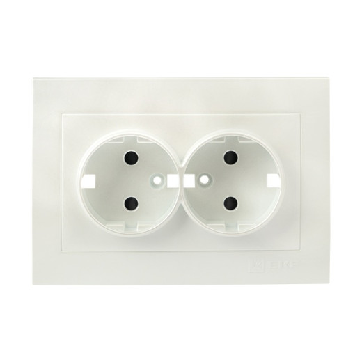 EKF PROxima Валенсия лицевая панель розетки 2-местной с/з 16А жемчуг с защ. штор.