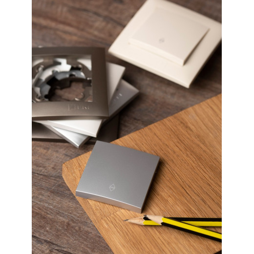 EKF PROxima Валенсия лицевая панель выключателя проходного 1-кл. 10А сталь