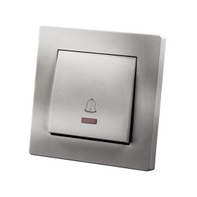 TDM Кнопка звонка с подсветкой 6А серебр. металлик 