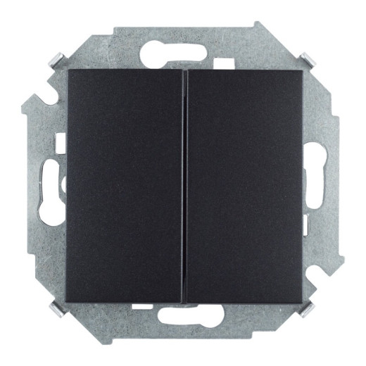 Simon 15 Графит Выключатель 2-клавишнный проходной (переключатель), 16А, 250В, винт. зажим