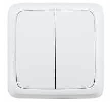 Hegel Альфа наруж Белый ВА16-153 Выключатель 2-клавишный с изол. пластиной