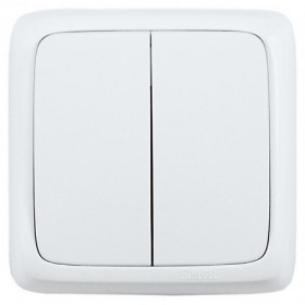 Hegel Альфа наруж Белый ВА16-153 Выключатель 2-клавишный с изол. пластиной