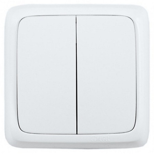 Hegel Альфа наруж Белый ВА16-153 Выключатель 2-клавишный с изол. пластиной