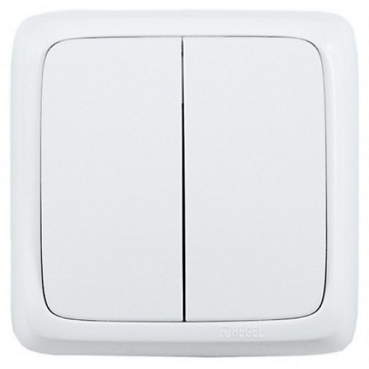 Hegel Альфа наруж Белый ВА16-153 Выключатель 2-клавишный с изол. пластиной