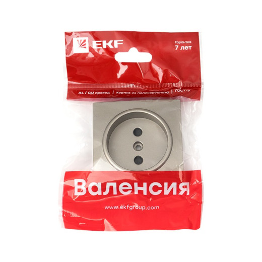EKF PROxima Валенсия лицевая панель розетки 1-местной б/з 10 А кашемир с защ. штор.