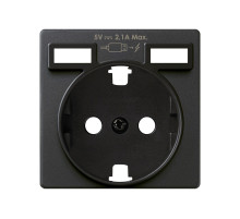 Simon S82 Графит Накладка для розетки Schuko с зарядным устройством 2хUSB