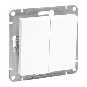 EKF Эпика Механизм выключателя, двухклавишный, проходной, белый