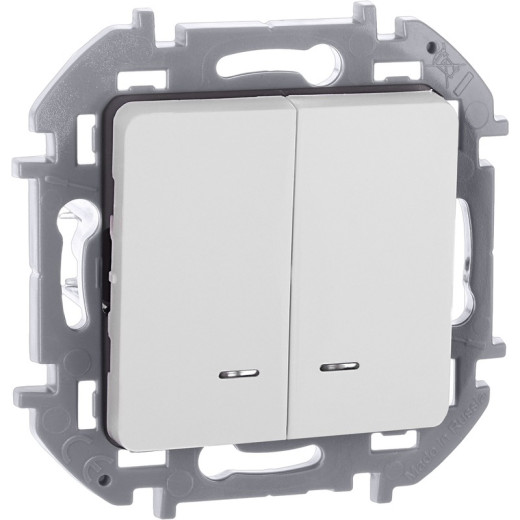 Legrand/Daccord INSPIRIA Белый Выключатель двухклавишный с подсветкой/индикацией 10 AX - 250 В