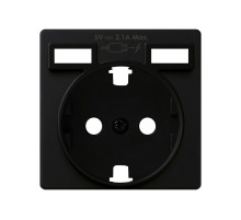 Simon S82 Concept Черный матовый Накладка для розетки Schuko с зарядным устройством 2хUSB