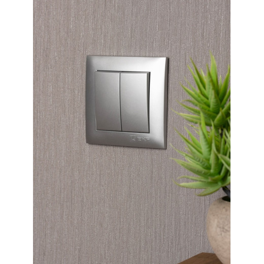 EKF PROxima Валенсия лицевая панель выключателя 2-кл. 10А сталь