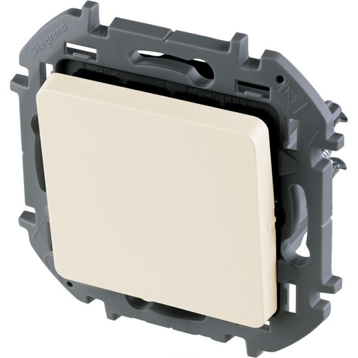 Legrand/Daccord INSPIRIA Слоновая кость Переключатель без фиксации (кнопка) с Н.О./Н.З. контактом 6 A - 250 В