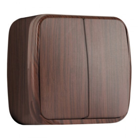 EKF Basic Минск Темное дерево Выключатель 2-кл, 10А, ОП