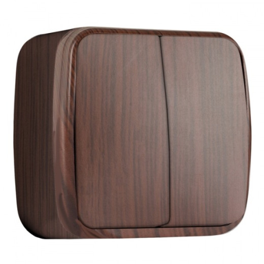 EKF Basic Минск Темное дерево Выключатель 2-кл, 10А, ОП