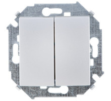 Simon 15 Алюминий Выключатель 2-клавишный, 16А, 250В, винт.зажим