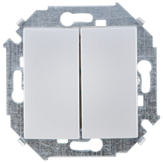 Simon 15 Алюминий Выключатель 2-клавишный, 16А, 250В, винт.зажим