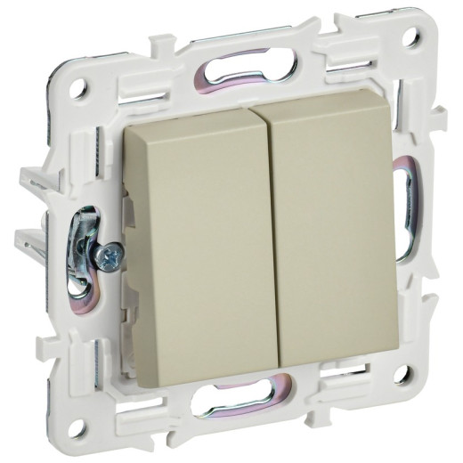 IEK SKANDY Бежевый Выключатель 2-клавишный проходной 10А SK-V05B