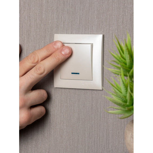 EKF PROxima Валенсия лицевая панель выключателя 1-кл. с индикатором 10А жемчуг